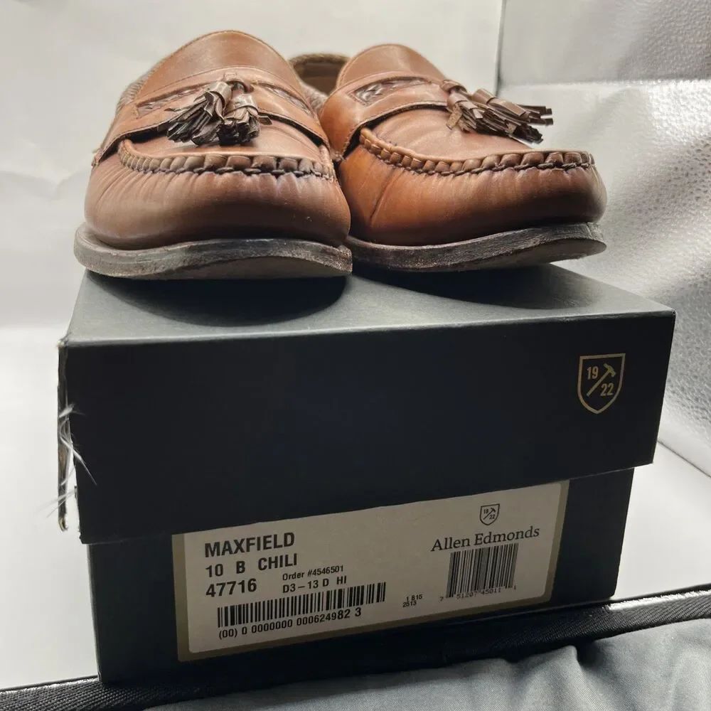 Allen Edmonds Maxfield Tassel Loafers Men’s 10B Chili Leather Made in